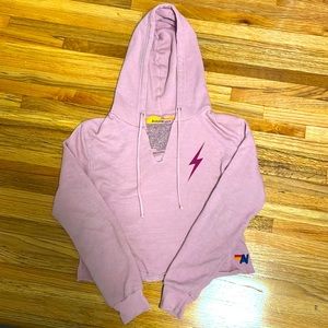 Aviator Nation V neck crop sweatshirt